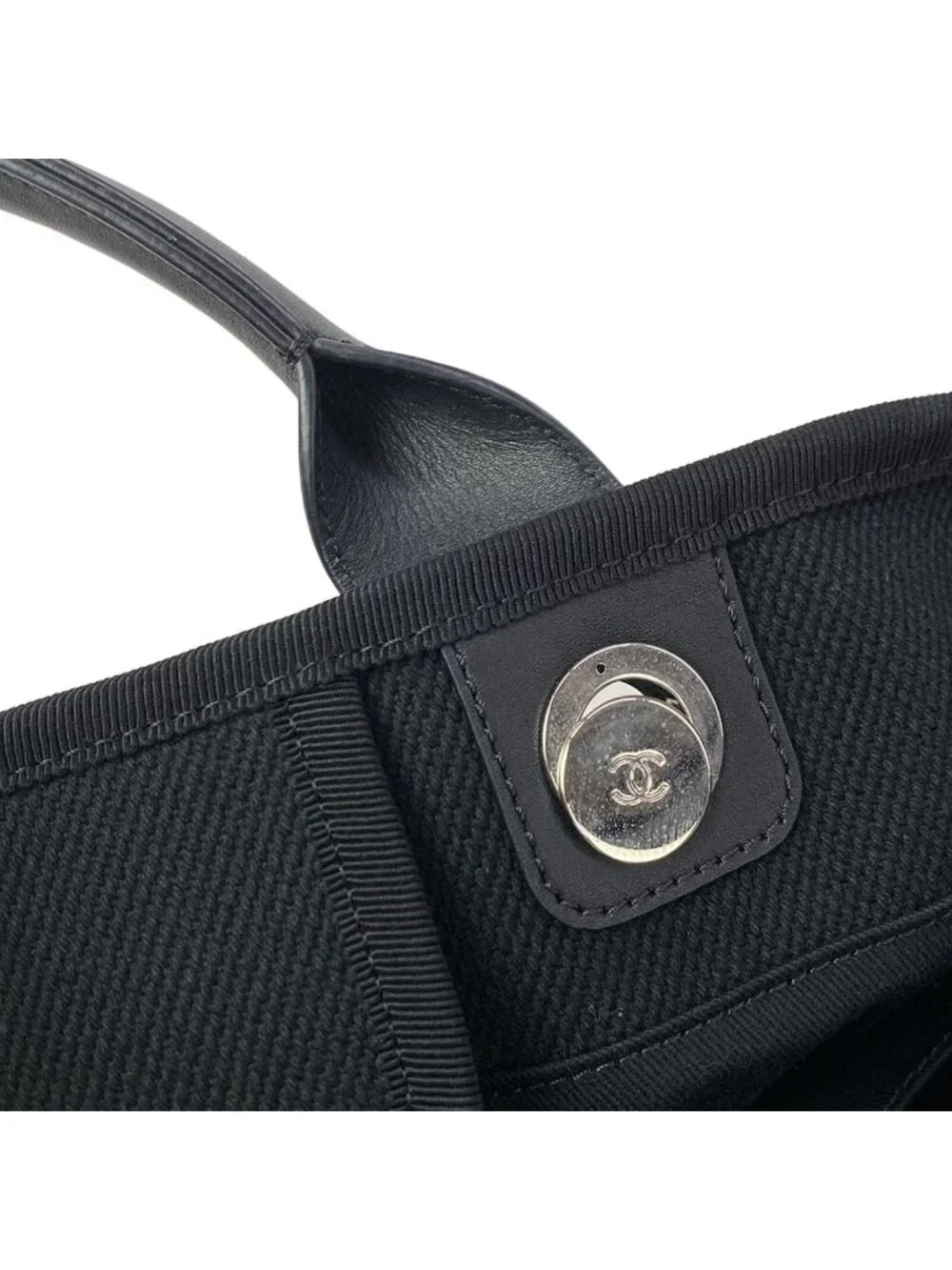 Chanel Tote Deauville Line GM Black Chain Shoulder Leather